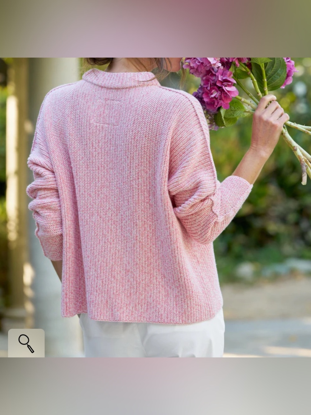 Frank Eileen Montecito Pullover Sweater Pink Size M Coquette Italian Cotton